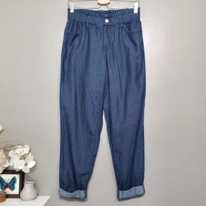 Banana Republic Chambray Pants Womens Size 27/4 Blue Paper Bag Waist Pull On